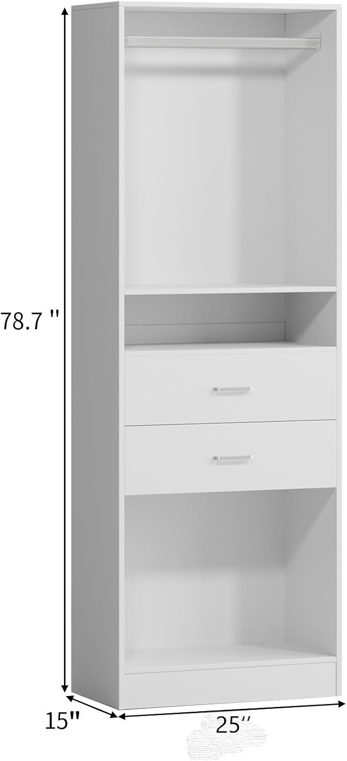 VOWNER 78.7'' H Closet Organizer System with Drawers, Small Closet Wa...