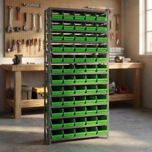 Quantum Storage Systems 1275-102GN Steel Shelving Unit with 4" Shelf Bin...