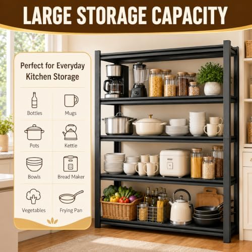 Kitchen Shelf, Adjustable Bakers Rack, Heavy Duty Coffee bar