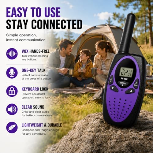 Long-Range Two-Way Radios 4 Pack – Adult Walkie Talkies, Clear Sound, Durable...