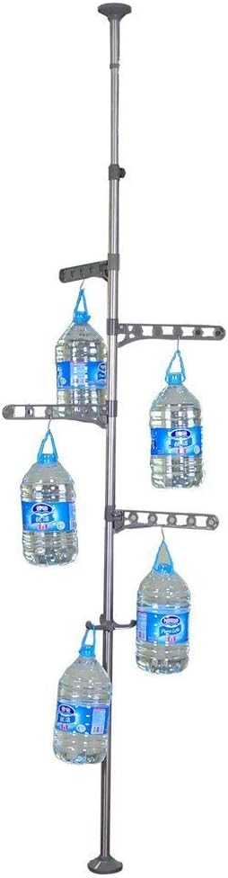 BAOYOUNI 4-Tier Drying Rack Floor to Ceiling Adjustable Metal Grey