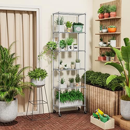 Homdox 6-Tier Storage Shelf Wire Shelving Unit Free Standing Rack Organizatio...