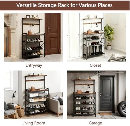 Shoe Rack for Entryway,6 Tier Wooden Shoe Storage Organizer for 16-20 Pairs