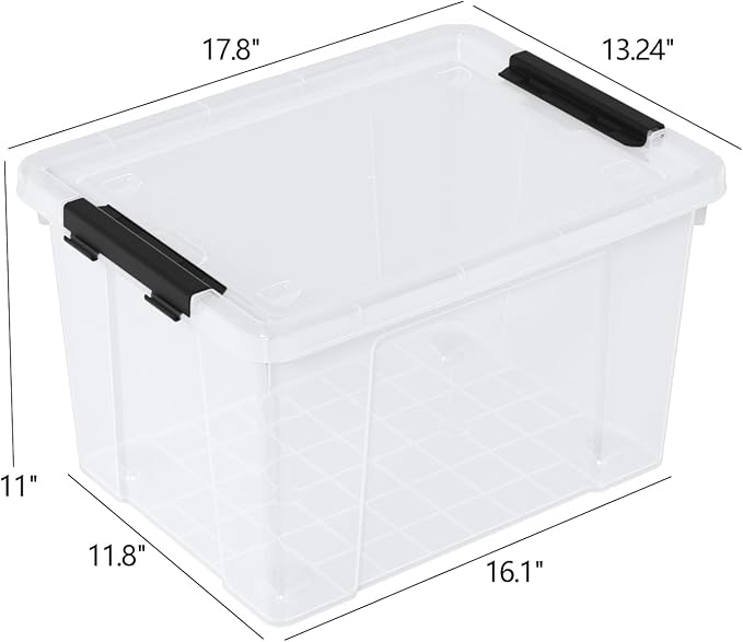 Zopnny 40 Quart Clear Latching Box (4 Pack)