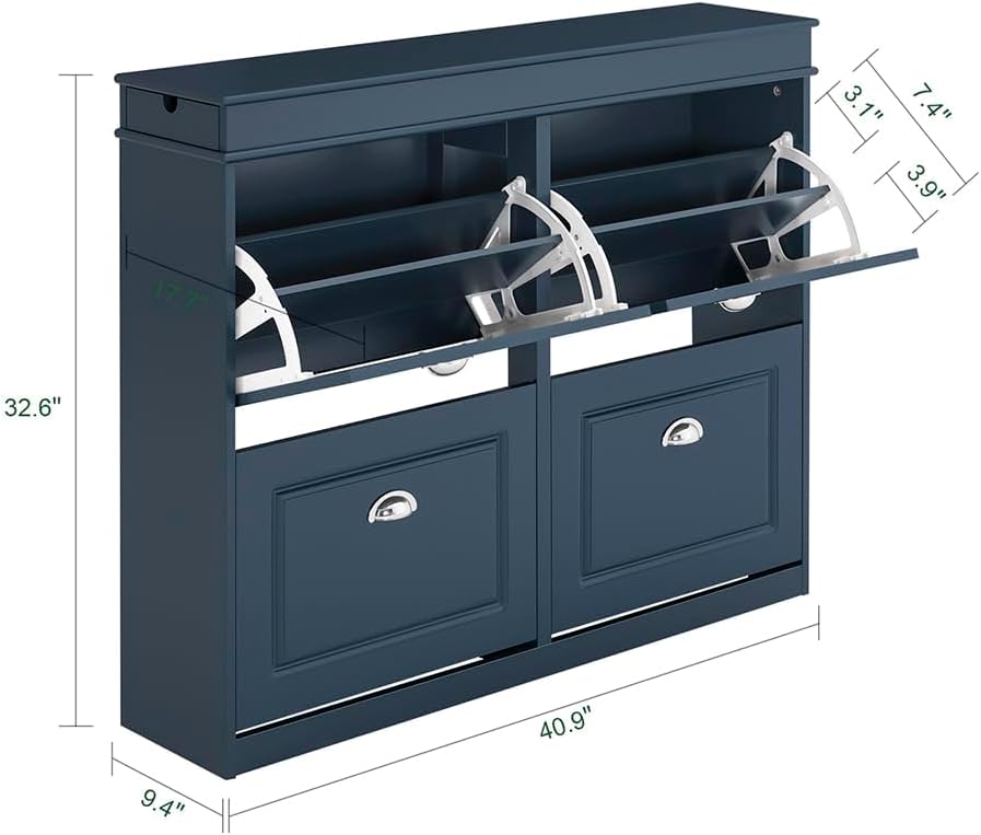 Haotian Shoe Cabinet with 4 Flip Drawers