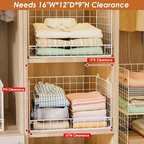 Yociyoga 4-Tier Stackable Closet Organizers and Storage Basket, Foldable Clos...