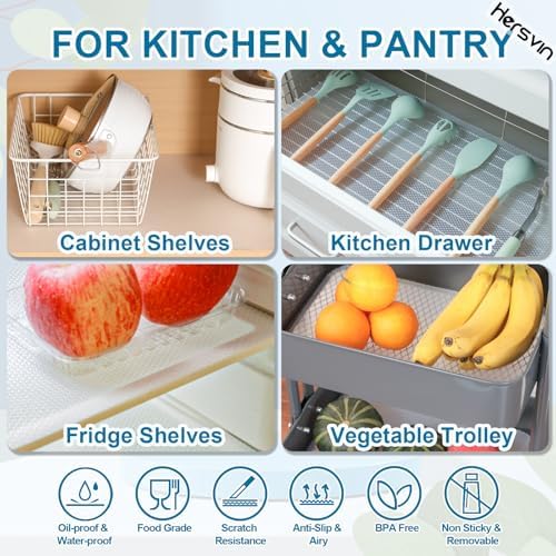 Hersvin Shelf Liners, 22in x 20ft Kitchen Drawer Mats, Non-Adhesive EVA Cupbo...