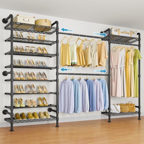 Timate S3 Wall Mounted Closet Organizer with Expandable Hanger Rods (24"...