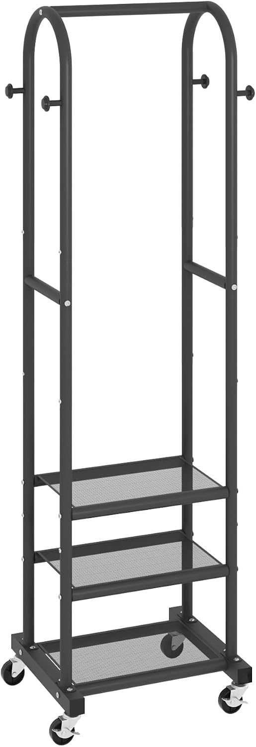 Portable Clothes Rack with Wheels, Space Saving Metal Clothing Rack