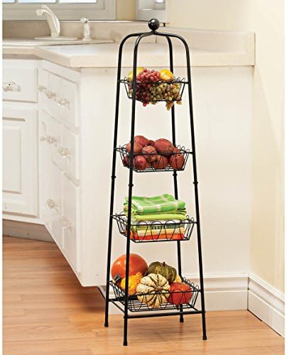 4-Tier Metal Basket Stand for Storage and Organization