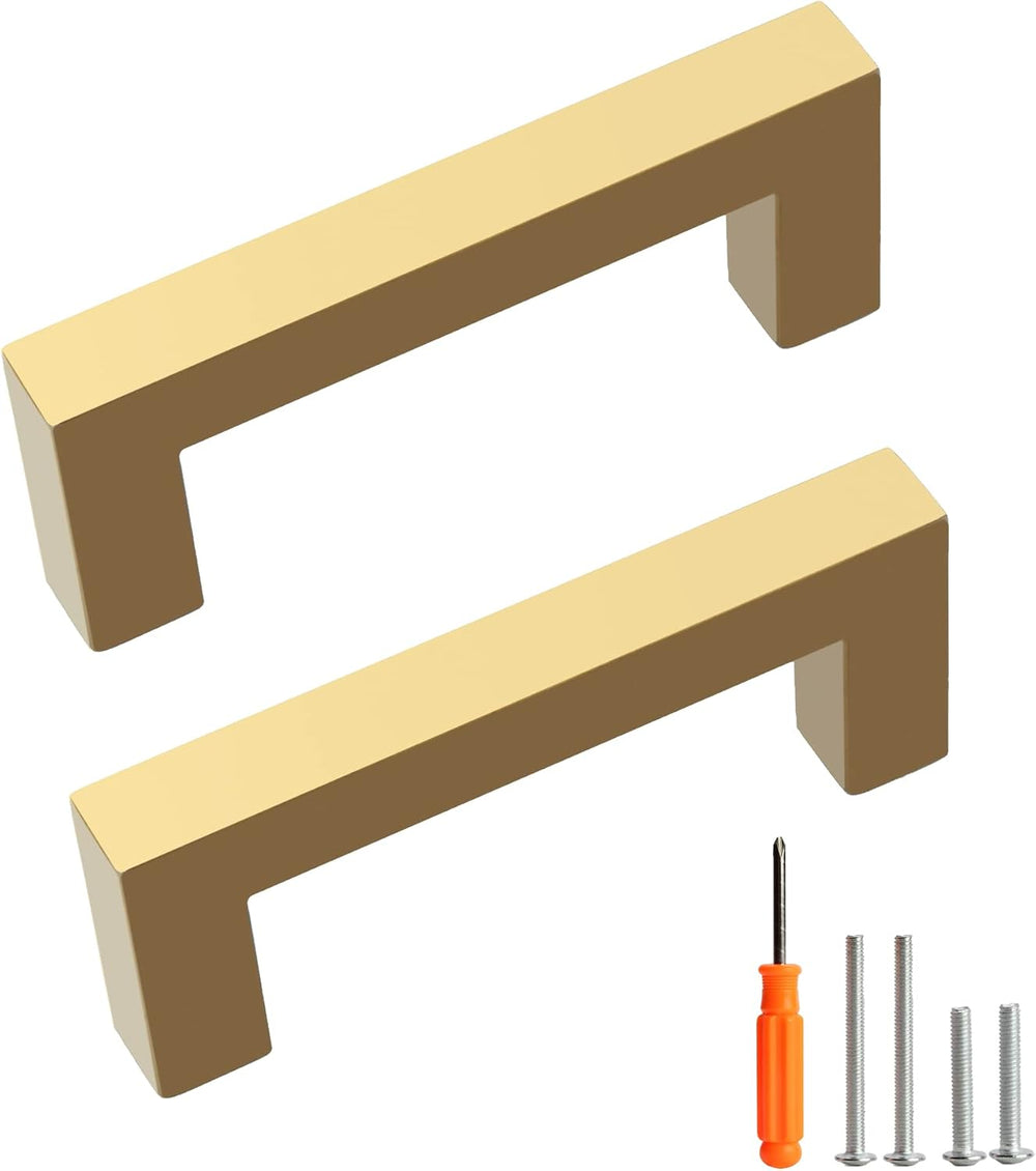 30 Pack 3 Inch Gold Cabinet Pulls, Square Drawer Handles