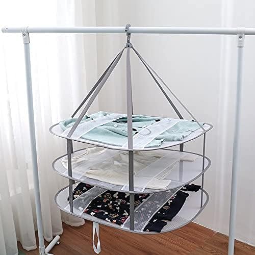 Looca 3-Tier Folded Mesh Clothes Hanging Dryer Sweater Drying Rack 30.3"...