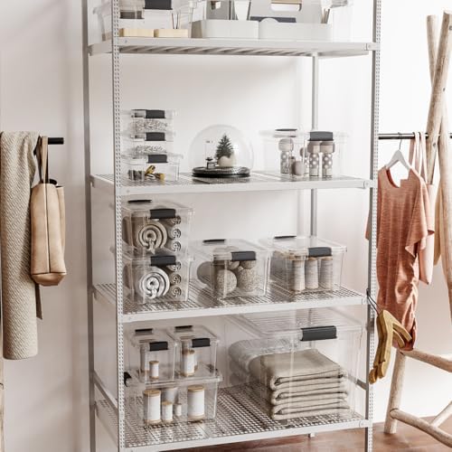 Superio 49 Quart Clear Plastic Storage Boxes with Lids, Stackable Organizer C...