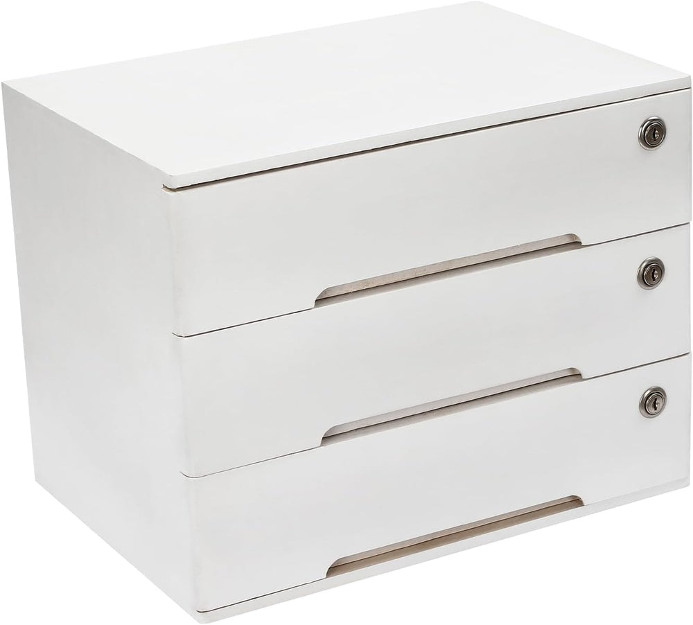 3 Drawers Wood Storage Box Wooden Storage Cabinet Organizer, Tabletop Storage...