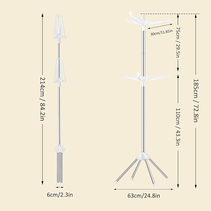 SUYU Clothes Drying Rack, Folding Clothes Drying Tree, 2 Layer