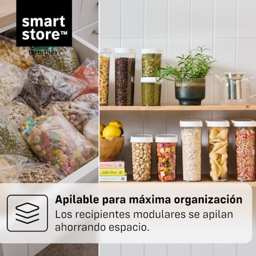 SmartStore Cereal Storage Containers, Set of 2 x 1.1 L | Stackable, Clear, Fl...