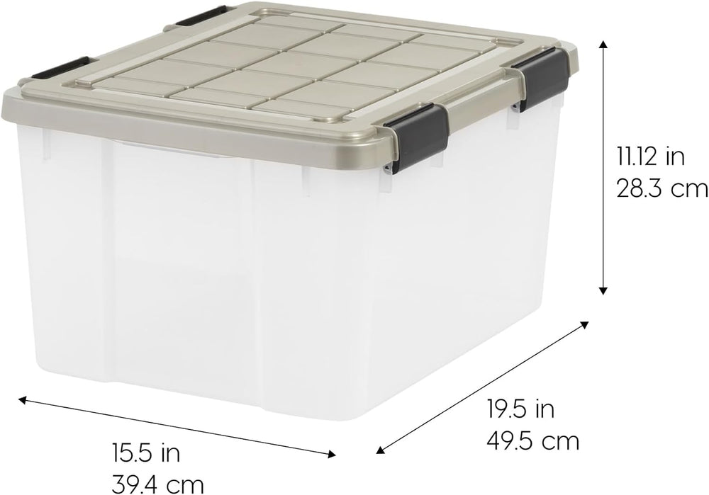IRIS USA 2-Pack 44 Qt Storage Bins with Gasket Lids, Clear/Chrome