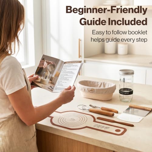 EDELHAUS Sourdough Starter Kit with Oval Banneton Proofing Basket