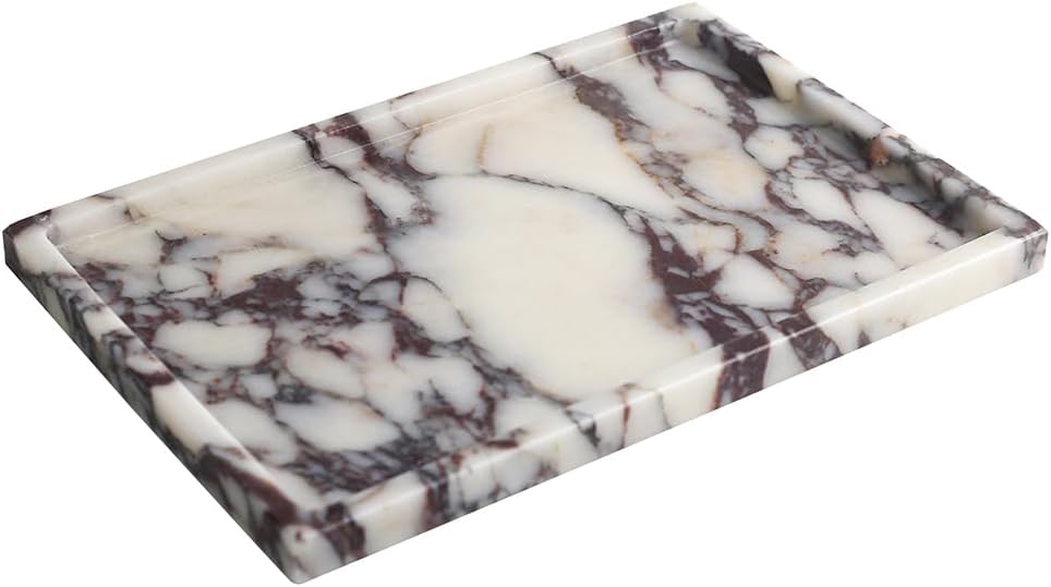 Real Luxurious Natural Marble Vanity Tray Genuine Marble/Stone Storage Tray f...