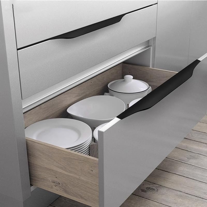 5 Pack Finger Pulls for Cabinets, Streamlined Long Concealed Handle for Home ...