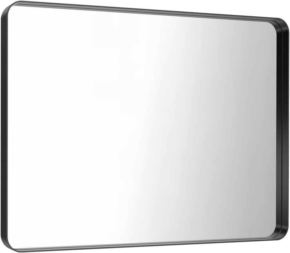 LOAAO 40X30 Inch Black Bathroom Mirror Metal Framed