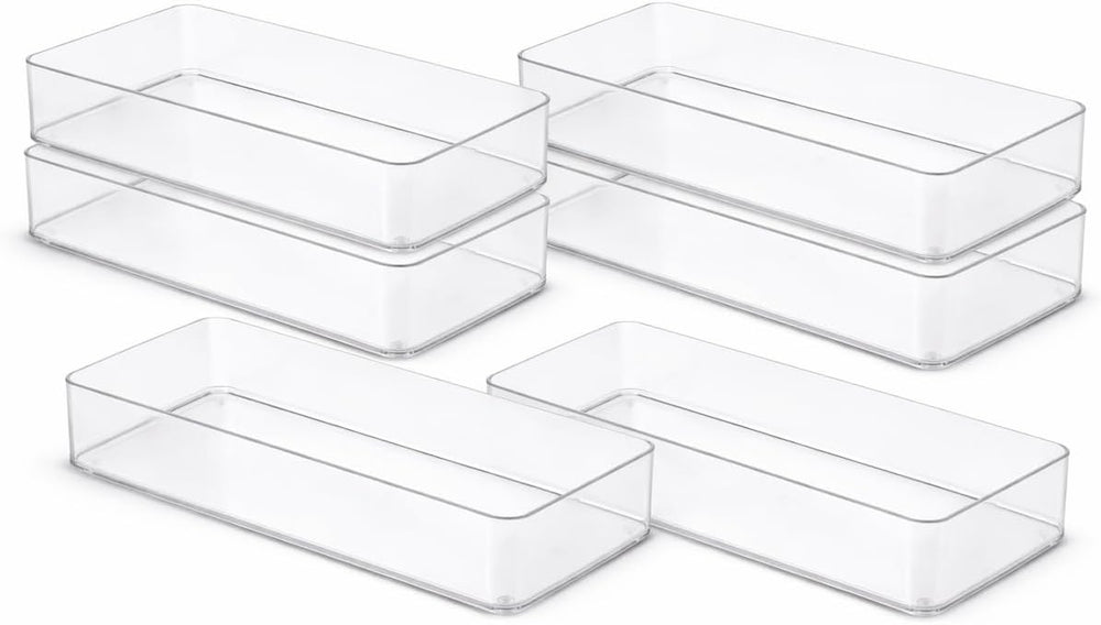 primebox Plastic Clear Acrylic Drawer Organizers. Bathroom, Kitchen, Bedroom,...