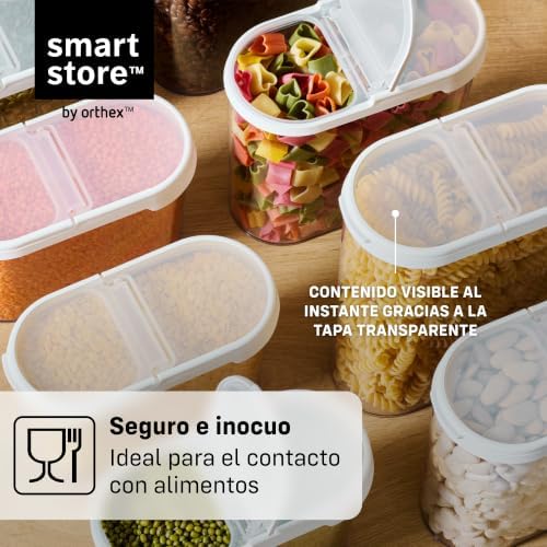 SmartStore Cereal Storage Containers, Set of 2 x 1.1 L | Stackable, Clear, Fl...