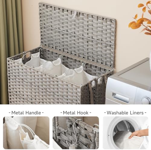 Laundry Hamper with Wheels, 52.8 Gallon(200L) Rolling Laundry Basket with Lid...