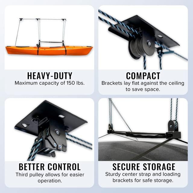 Teal Triangle Cargo Box Hoist, Garage Pulley Lift System, Holds 150 lb