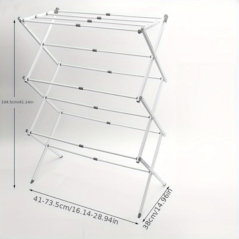 Foldable 3-Tier Clothes Drying Rack Standing Laundry Dry Rack (White)