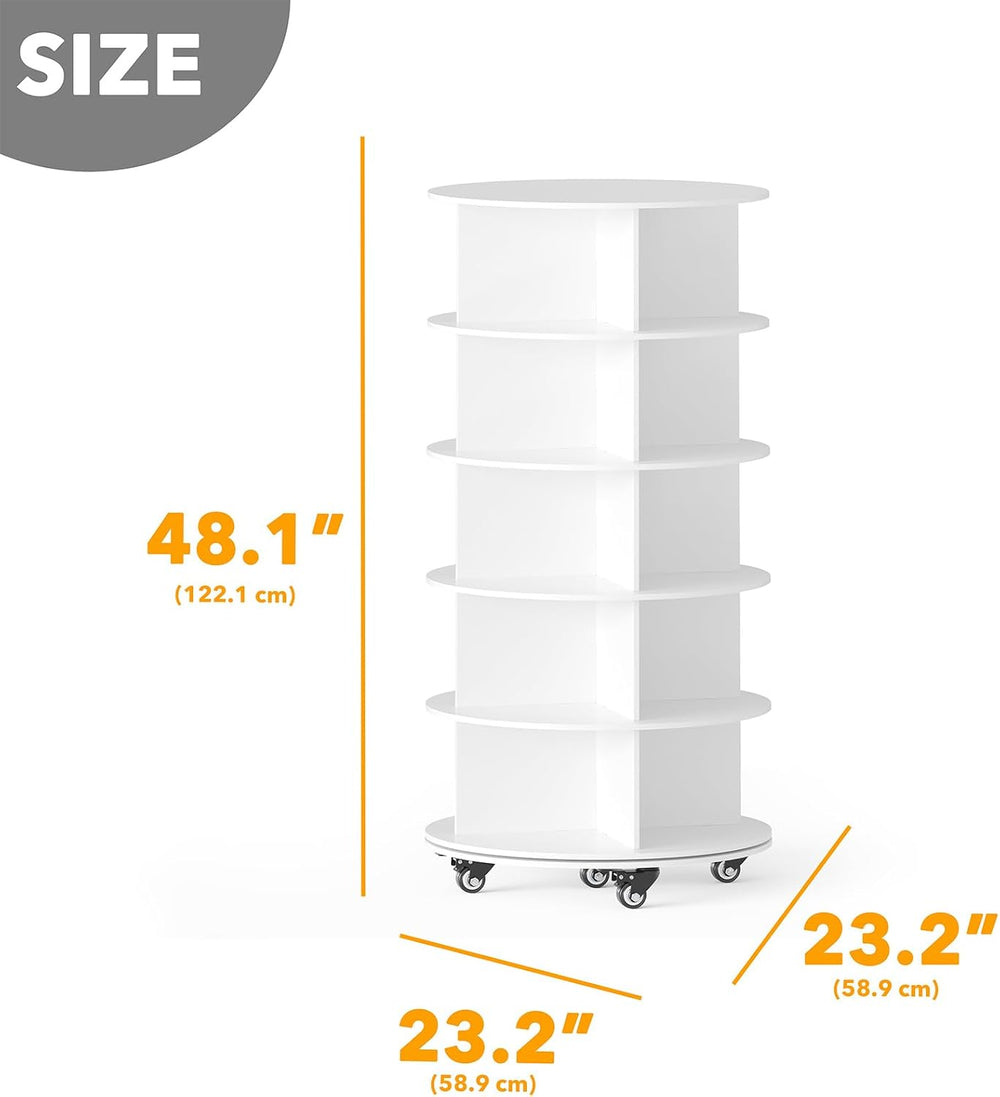 SpaceAid Spinning Shoe Rack with Wheels, 5 Tier Rotating Organizer Shoe Tower...