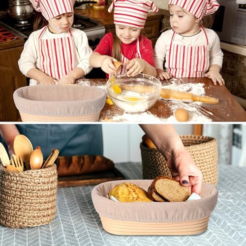 Ziliny 6 Pack Bread Banneton Proofing Basket for Sourdough,10 Inch,Oval