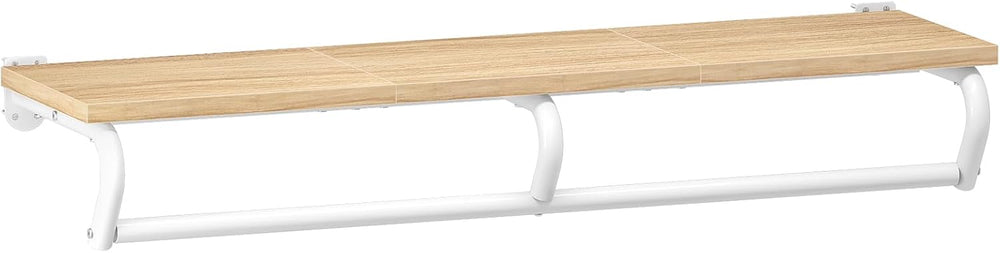 Wall Mounted Clothes Rack, Metal Garment Rack with Top Shelf, Laundry Storage...