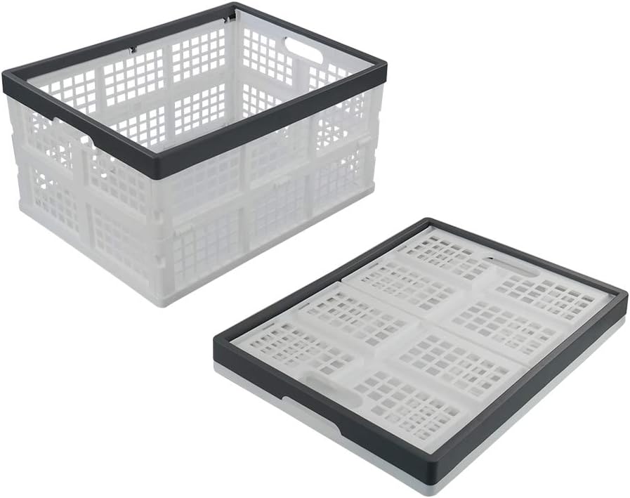 Teyyvn 3-Pack 30 L Plastic Stackable Collapsible Storage Crates