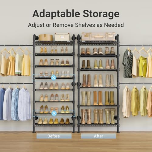 Timate S3 Wall Mounted Closet Organizer with Expandable Hanger Rods (24"...