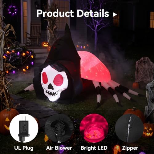 5.7FT Halloween Inflatable Skeleton Spider Outdoor Yard Decor with Magic Ligh...