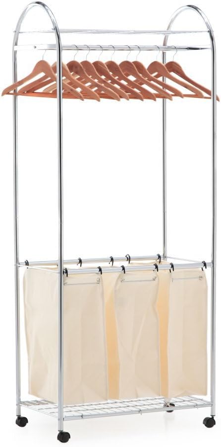 Organize It All Laundry Sorter with Canvas Bags, 3 Section Sorter, Heavy Cons...