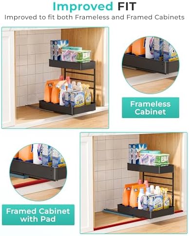 EVERIE Under Sink Organizer, Adjustable Pull Out Rack for Tall Bottles