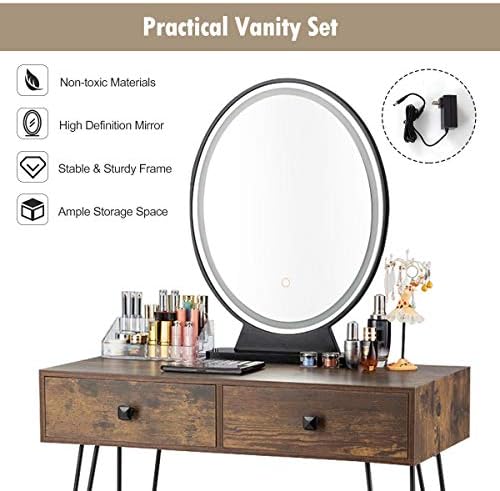CHARMAID Makeup Vanity Table with Lighted Mirror, 3 Lighting Sets, Adjustable...