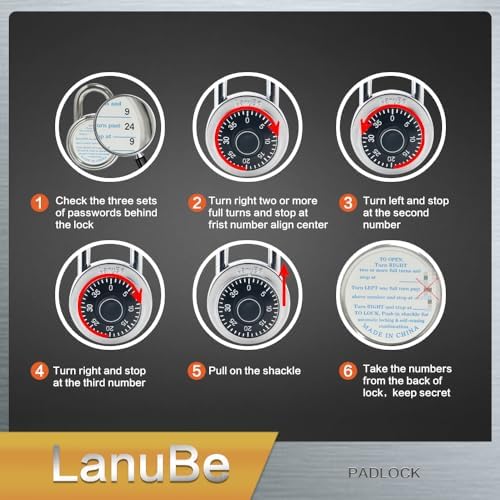 LanuBe Lock Standard Dial Combination Padlock 24 Pack Wide 2-in Black Dial