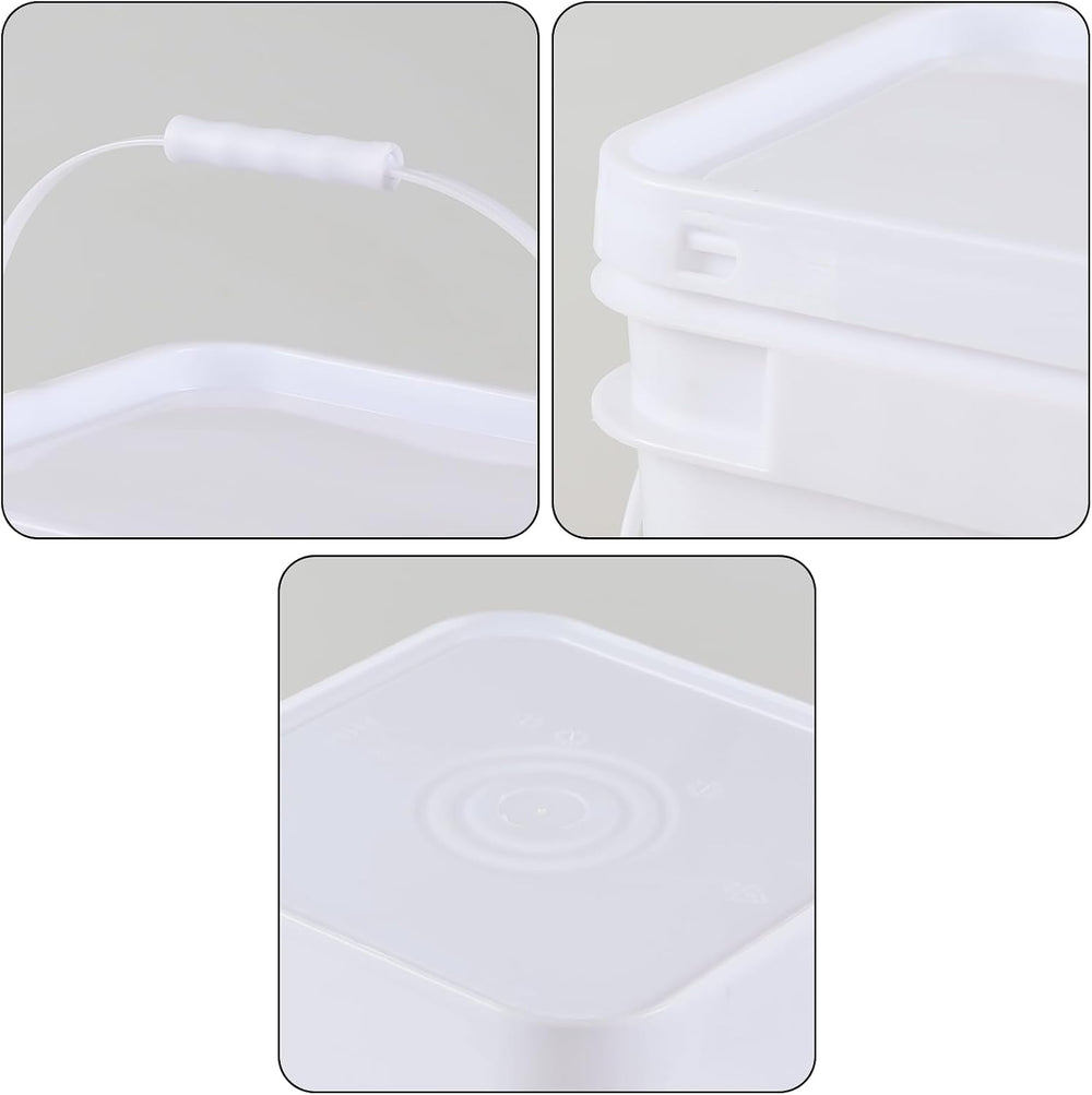 3 Gallon Plastic Square Storage Bucket, 4 Packs Food Grade Buckets with Lid, ...
