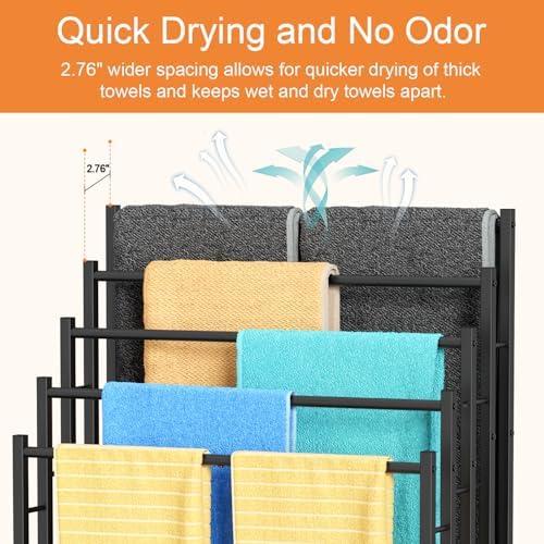 Honiter Towel Racks for Bathroom, 5 Tier Wide Towel Drying Rack Outdoor, Free...