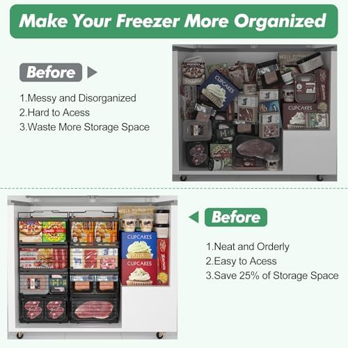 ADRIMER Freezer Organizer Bins, 4 Packs Foldable & Stackable Chest Freeze...