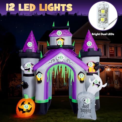 ZPISF Halloween Inflatables 12 FT Haunted House Castle Archway Decorations