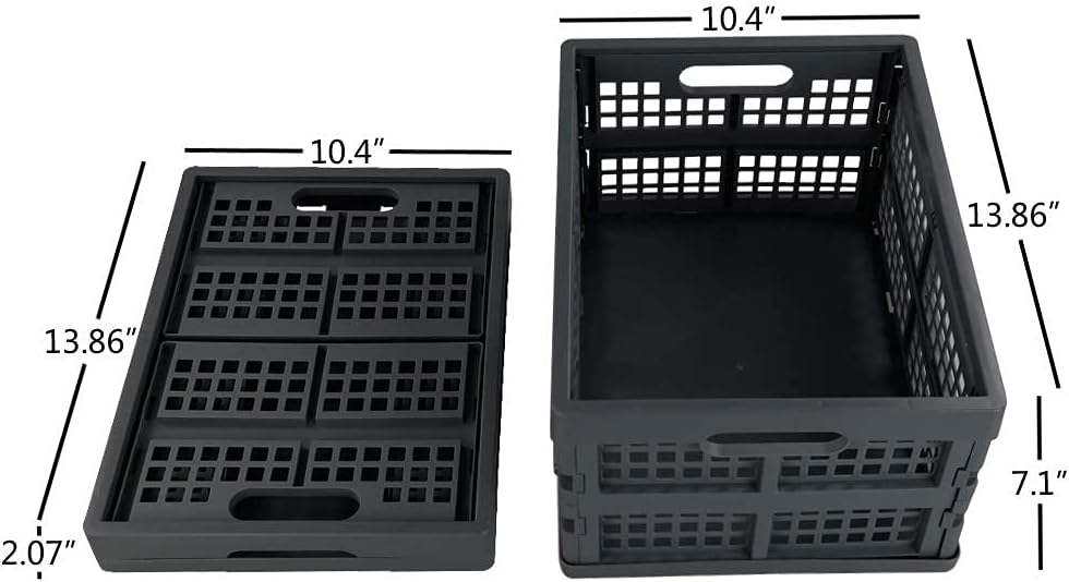 Idotry 3-PACK 15 L Folding Storage Crates, Stackable Collapsible Basket