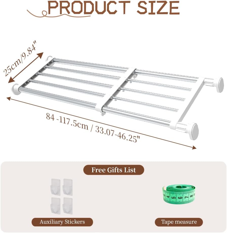 Expandable Shelf Rod Closet Tension Shelf for Closet