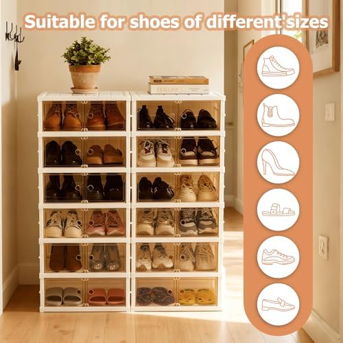 Folding Shoe Rack Storage Device,Large Plastic Folding Shoe Cabinet, Easy to ...