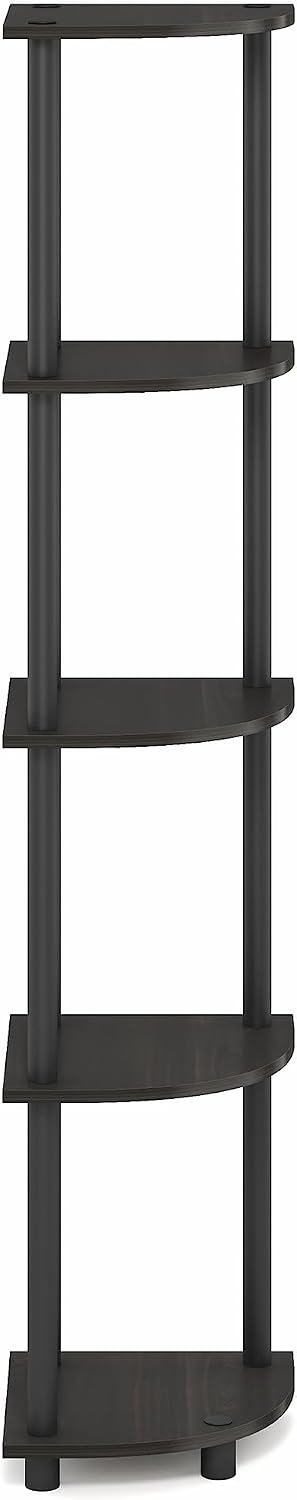 Furinno Turn-N-Tube Corner Shelf, 5-Tier Corner Bookshelf, Open Storage Shelv...