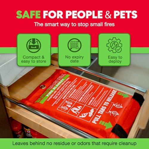 2-Pack Emergency Fire Blanket - ASTM Certified Fire Suppression Blanket for H...