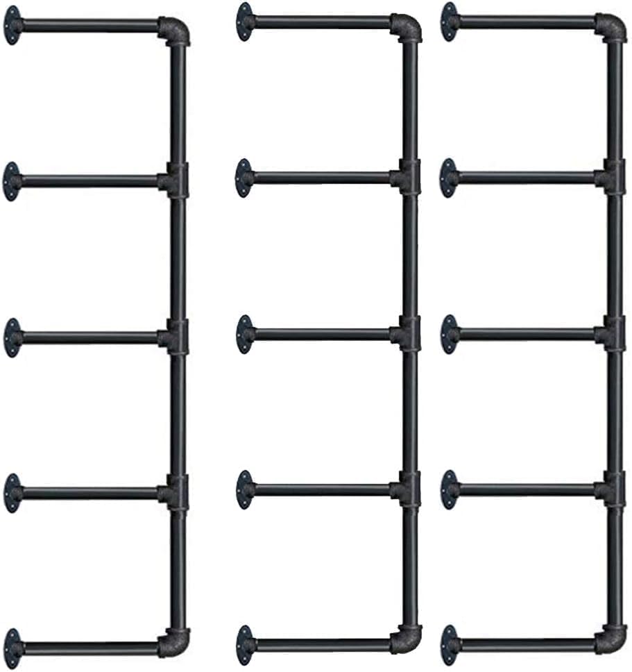Tianman Industrial Wall Mount Iron Pipe Shelf Shelves Shelving Bracket Vintag...
